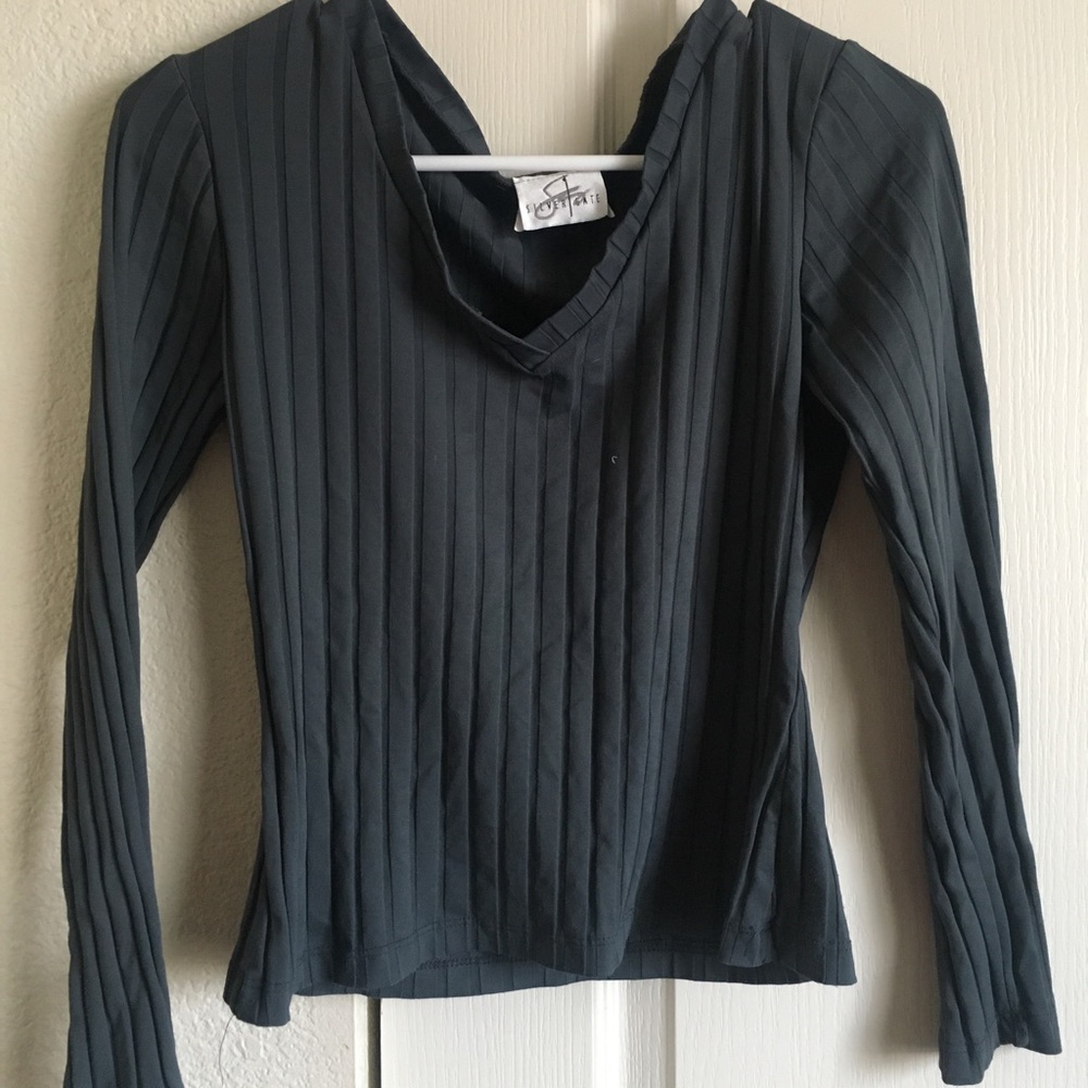 Gray Ribbed Long Sleeve